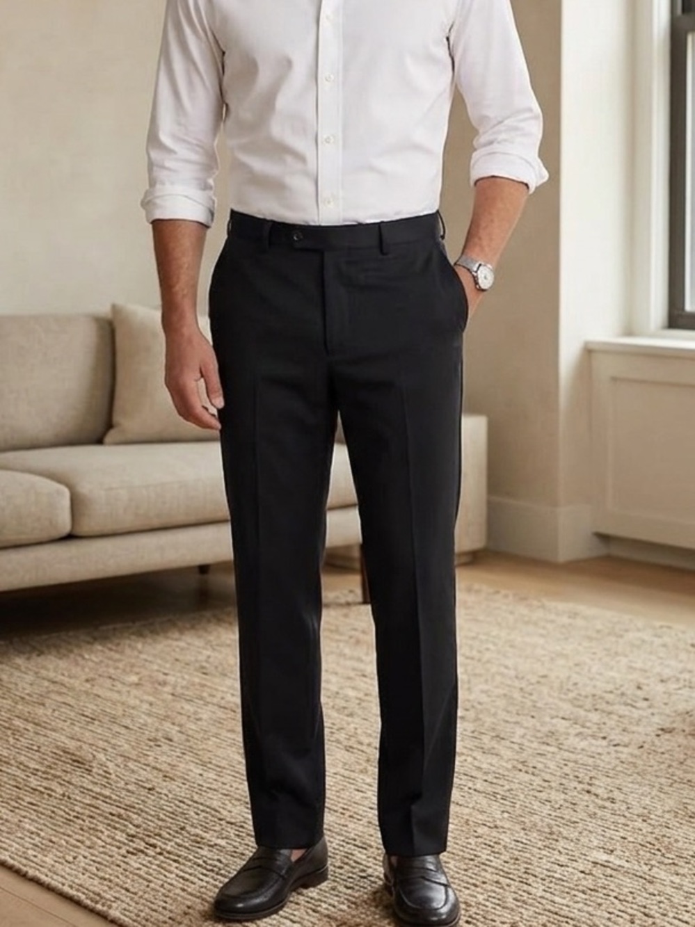 Ralph Lauren Men's Black Dress Pants - High Performance Wool 35x32 travel 1738